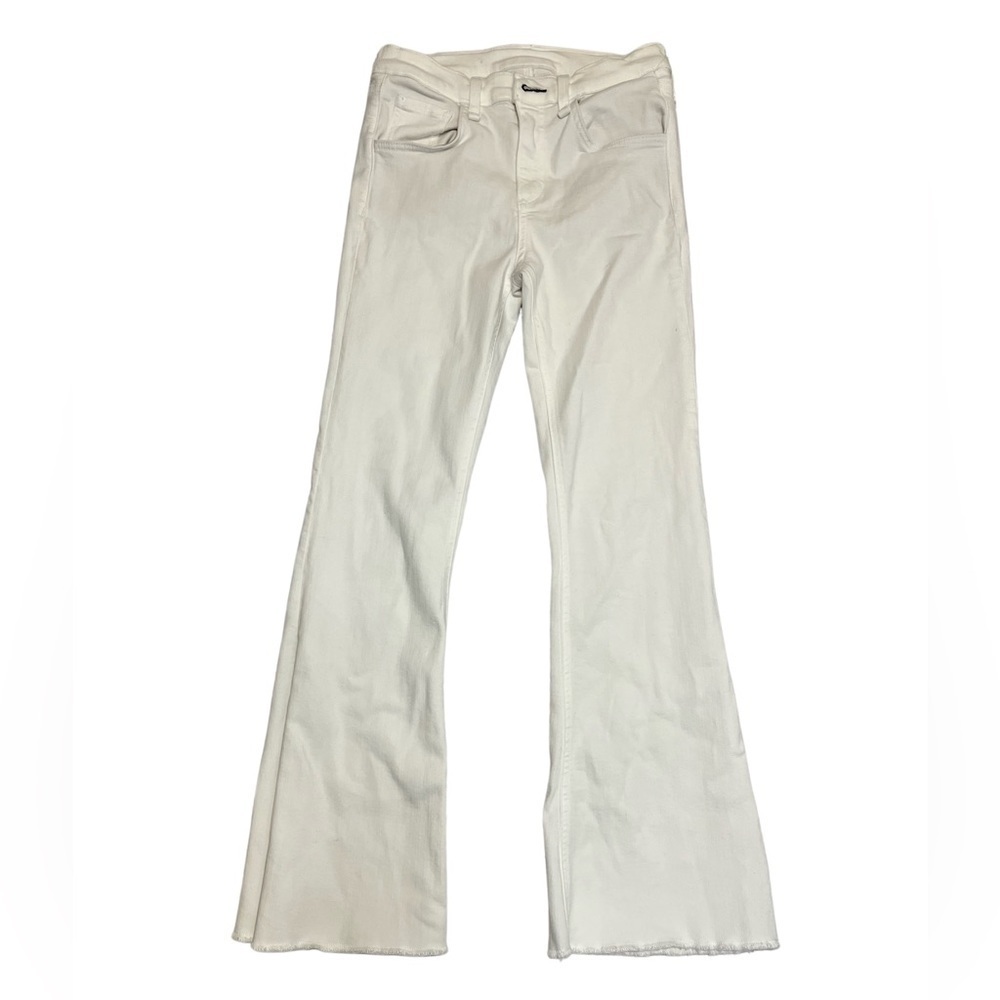 Rag & Bone Crop Flare White Jeans Raw Hem 26
